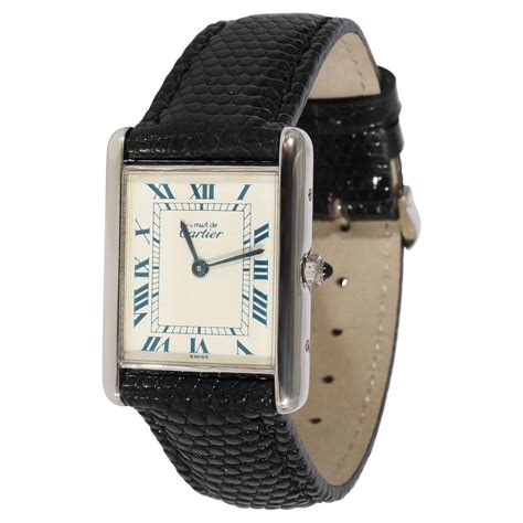 cartier silver watch|cartier sterling silver tank watch.